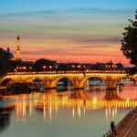 illuminated famous charles bridge in evening