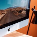close up photography of imac turned on