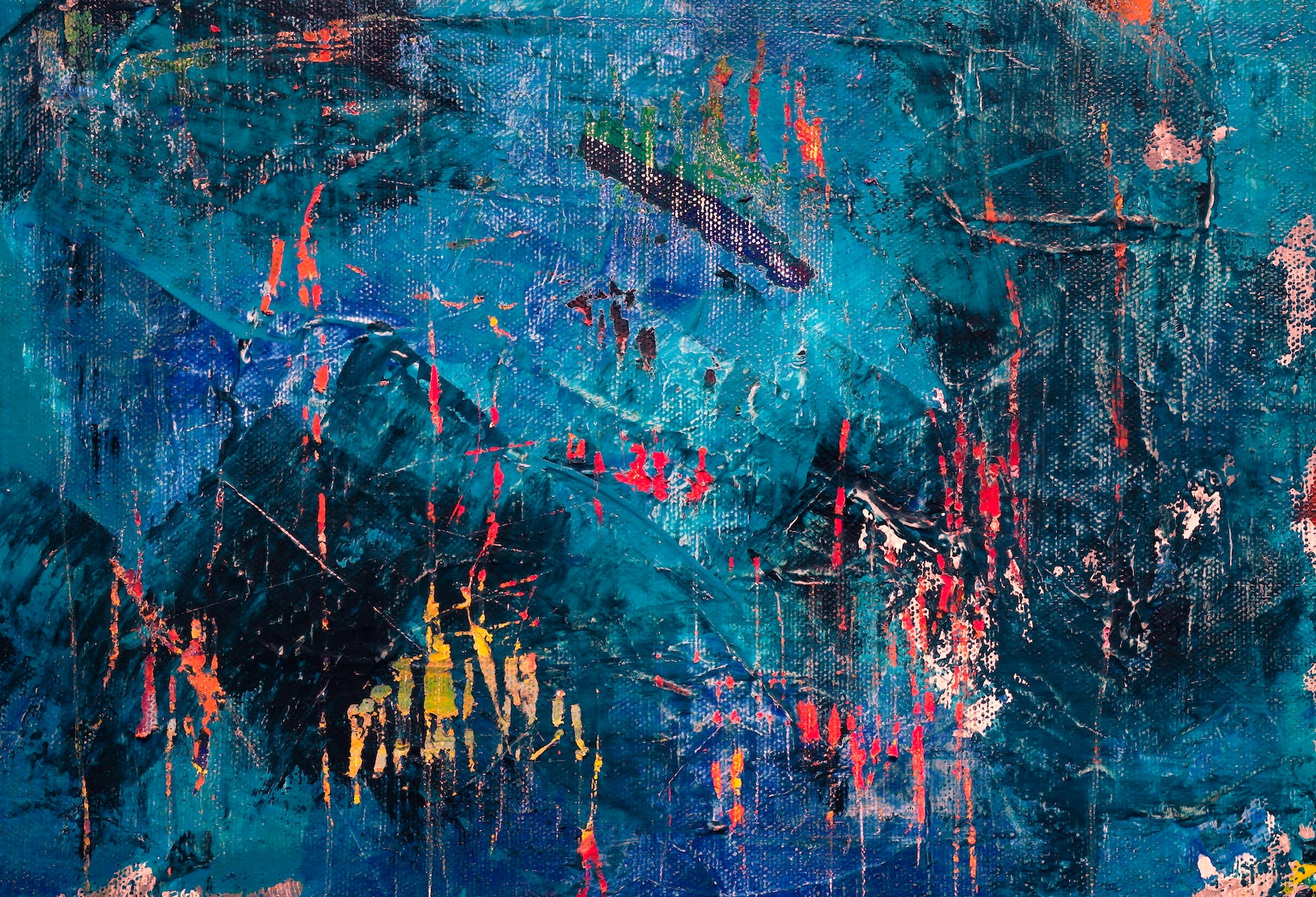 blue red and black abstract painting