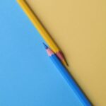 yellow and and blue colored pencils