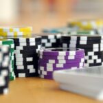 blue green and purple poker chips