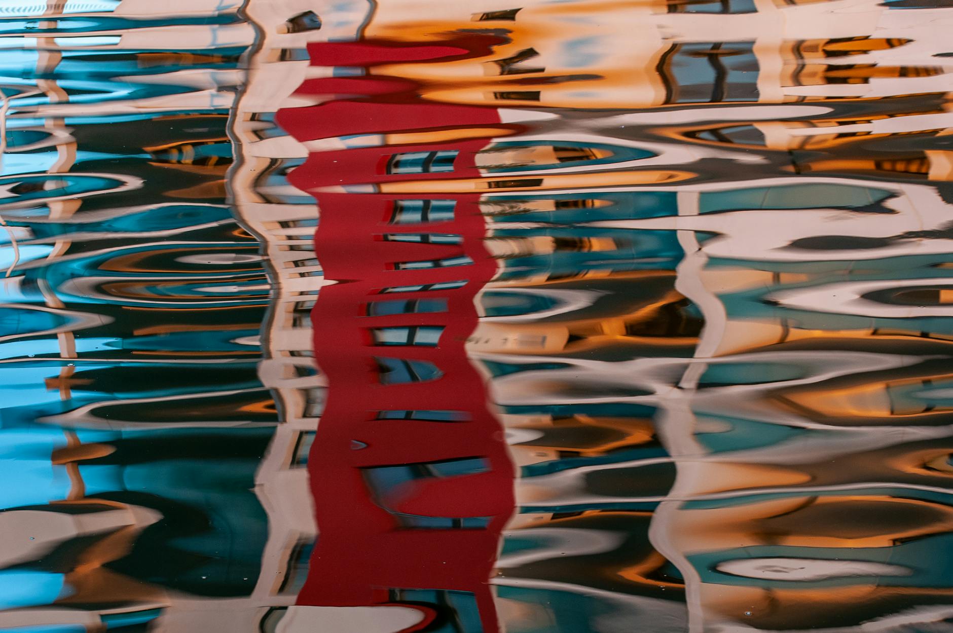 colorful buildings reflection in water