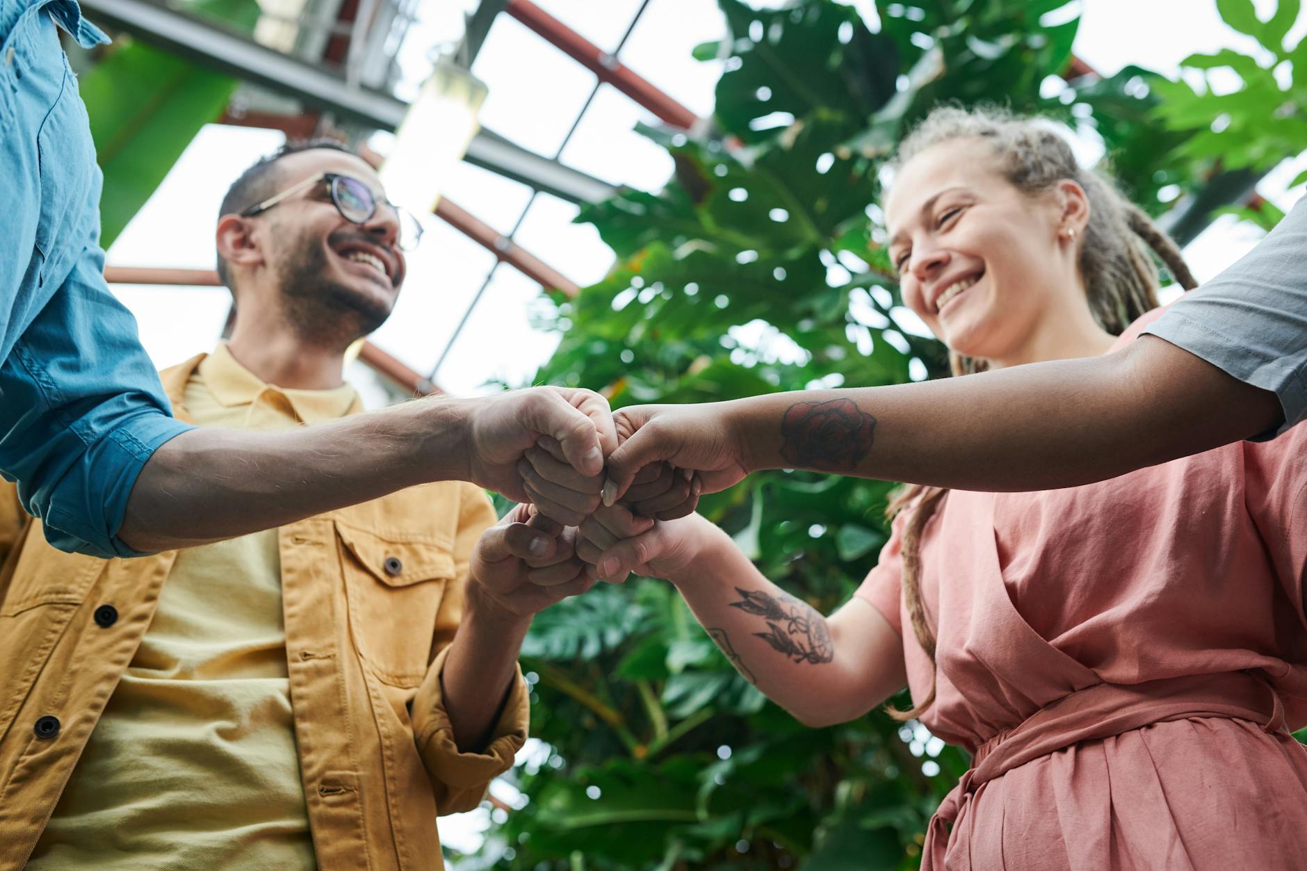 photo of people having fist bump