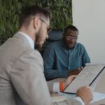 recruiter looking at a document