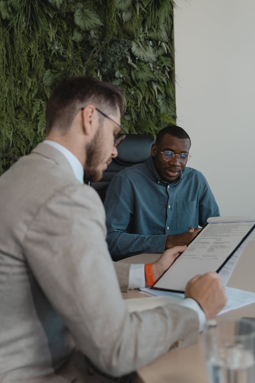 recruiter looking at a document