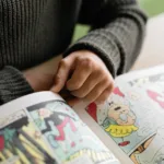 person reading a comic book
