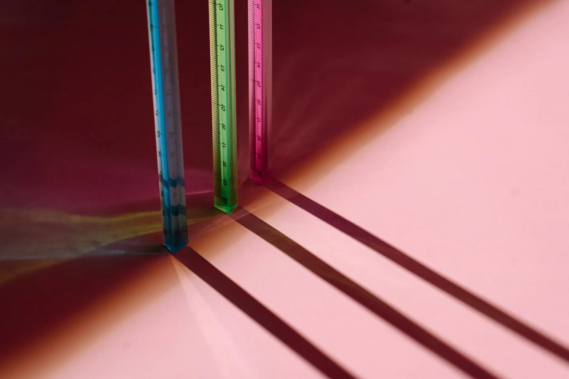 colorful triangular scale rulers with shadow