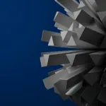 abstract geometric shapes on blue background