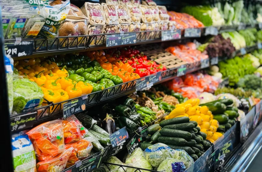 colorful fresh produce display at grocery store