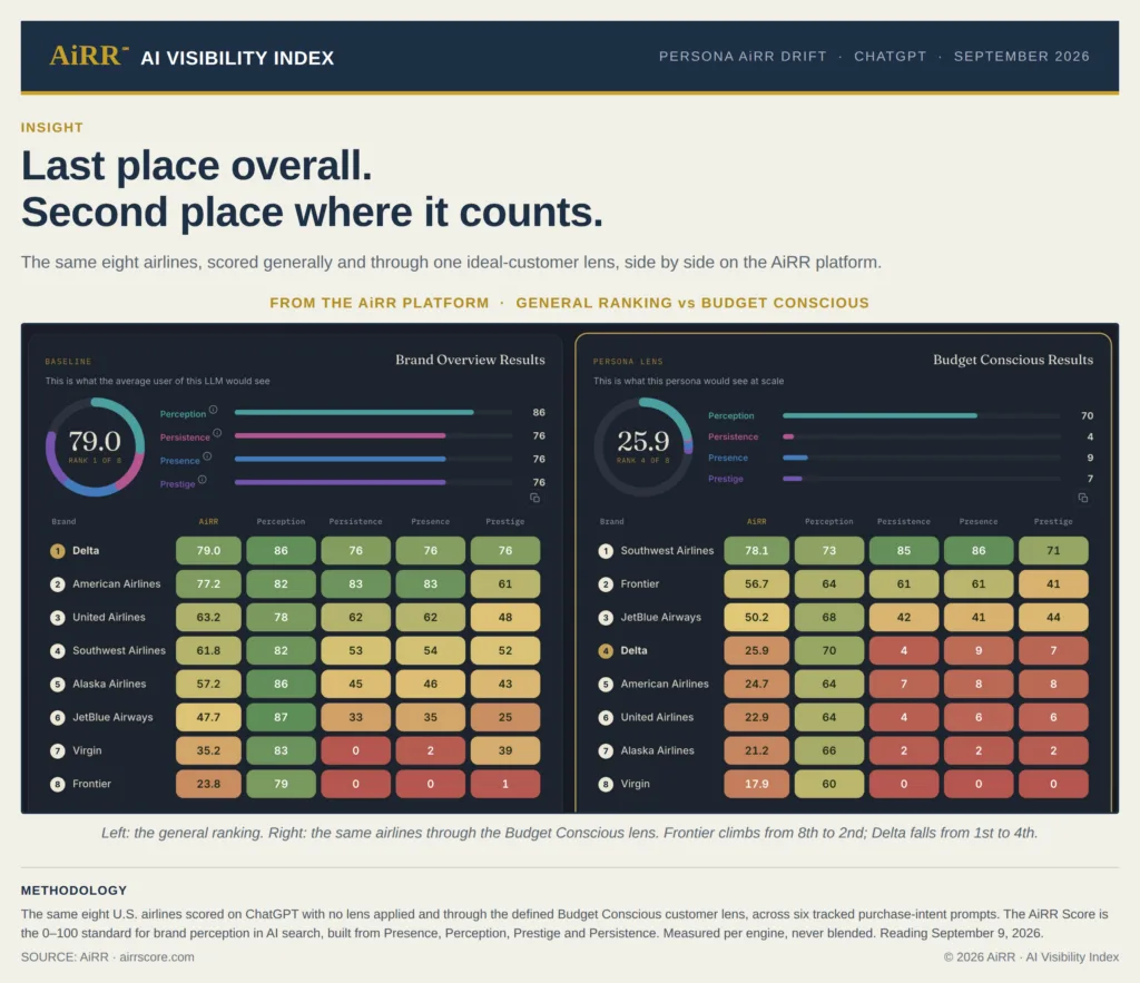 Airlines on AI Search: General versus budget conscious.